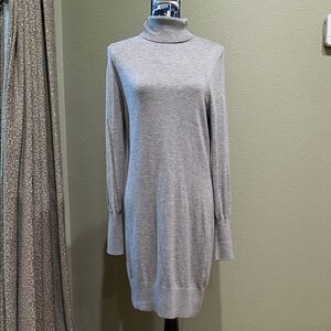 White House Black Market Gray Turtleneck Dress